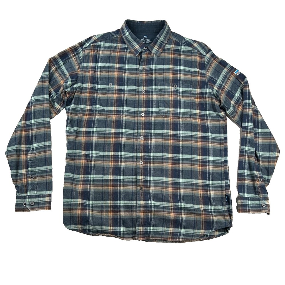 Kuhl Shirt Mens Medium Light Weight Flannel Plaid Outdoor Hiking Tencel Button